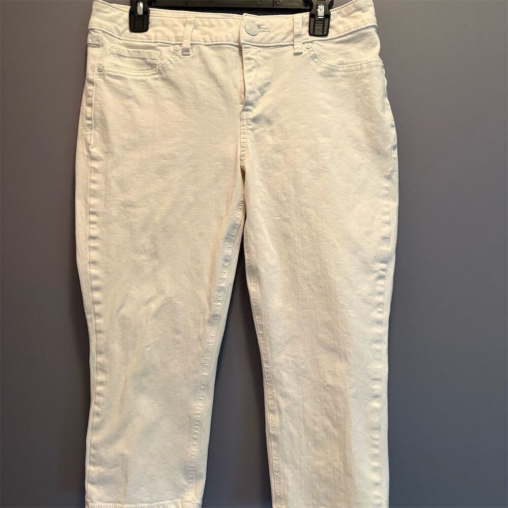 Seven7 Women's White Denim Capri Jeans Size 12 Slim Fit